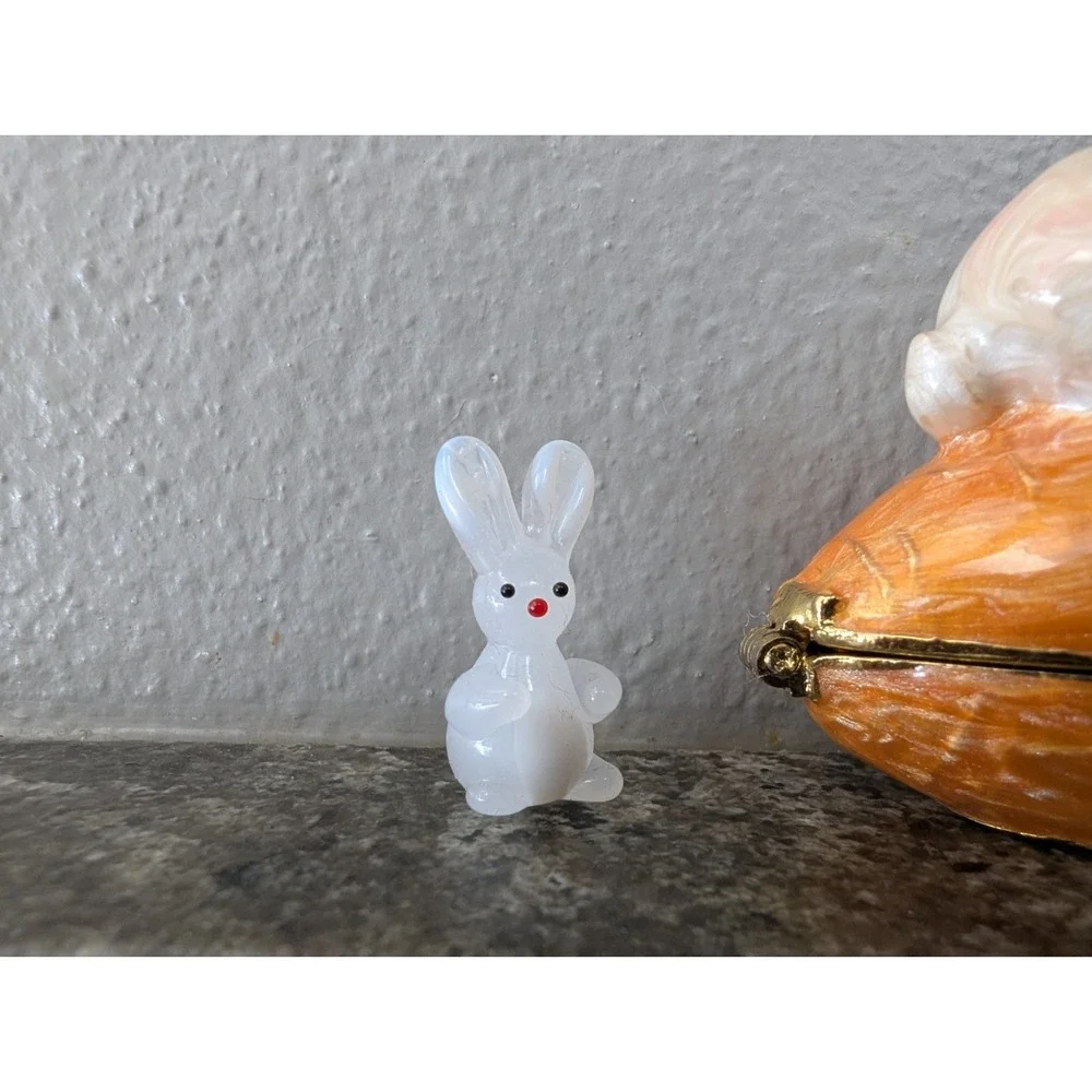 Rabbit with Carrot Trinket Box Enamel Crystal Embellished 2